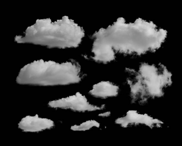 white clouds on a black background stock photo