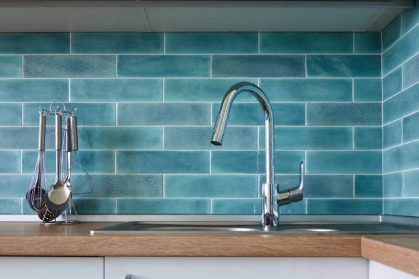 istock Modern kitchen, a picture of a faucet 858276524
