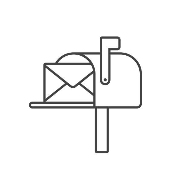 ilustrações, clipart, desenhos animados e ícones de vetor de ícone de linha de caixa de correio - mail box