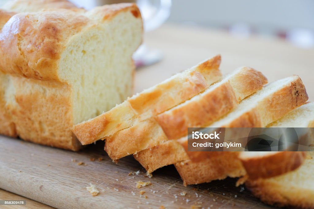 Homemade Brioche Loaf Close up of brioche loaf for breakfast Brioche Stock Photo
