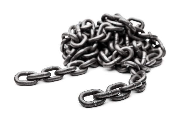 istock Hardened steel cargo lifting metal chain 858308764