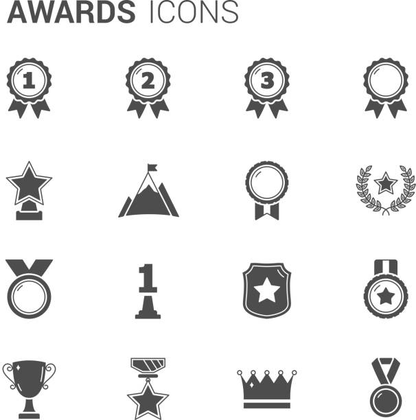 ilustrações, clipart, desenhos animados e ícones de ícones de prêmios - medal achievement russia second place