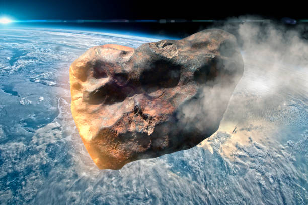 asteroid approaches the earth stock photo