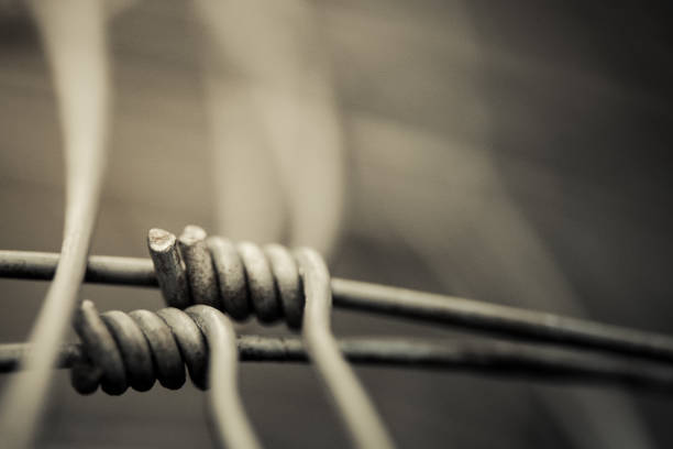 Detail of fence as a symbol of connection and cooperation on blurred abstract background