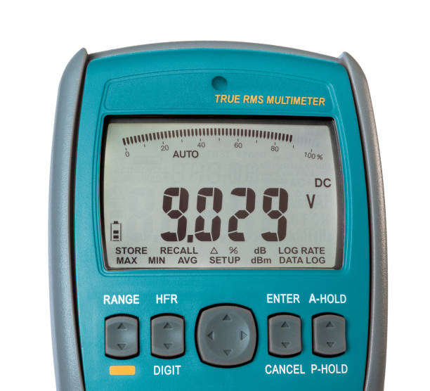 istock Detail of blue digital multimeter isolated on white background 858314866