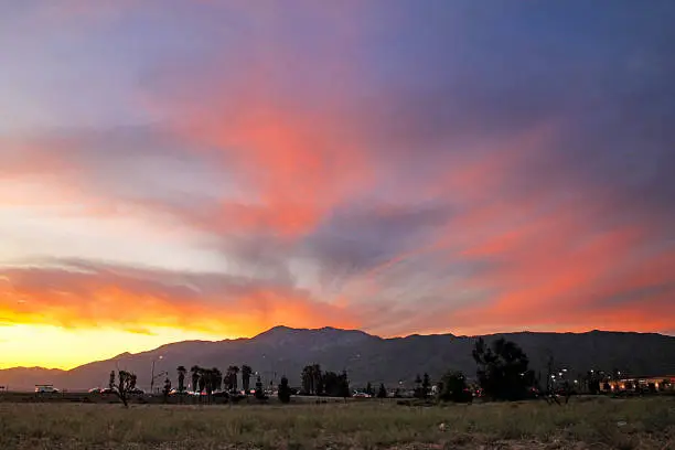 Sunset over Mount Baldy from Fontana