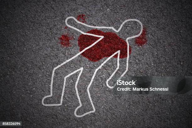 Crime Scene On Street Stock Photo - Download Image Now - Murder, Chalk Outline, City