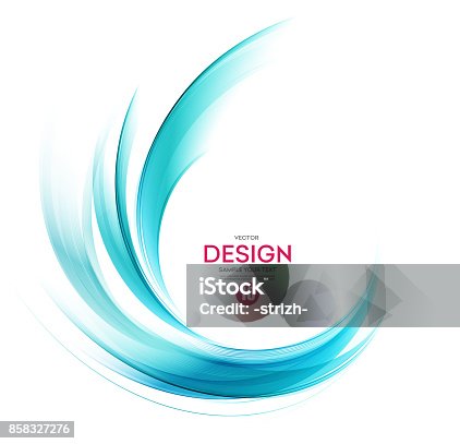 istock Abstract vector background, blue wavy 858327276