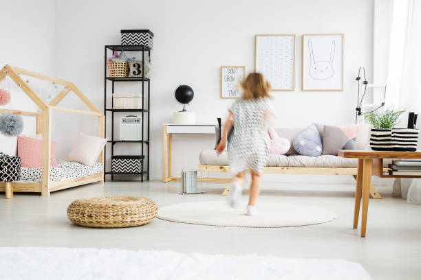 istock Wooden desk in kid room 858331480