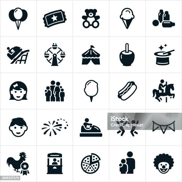 Fun Fair Icons Stock Illustration - Download Image Now - Traveling Carnival, Icon Symbol, Agricultural Fair