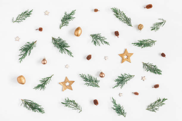 istock Pattern made of christmas decorations. Flat lay, top view 858337746