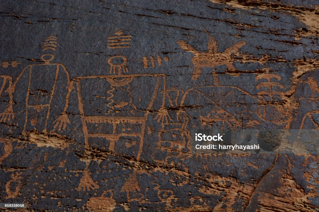 Butler Wash Petroglyph Panel - Utah, USA - Lizenzfrei Historisch Stock-Foto