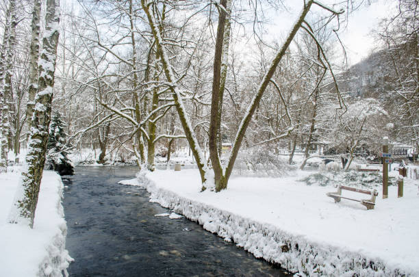 Munich, Germany - December 13, 2012: People strolling in the Englischer Garten, the large public park that extends from the center to the north-eastern border of Munich. 