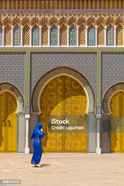 Gold Doors Of The Palace Morocco Stock Photo - Download Image Now - Morocco, Fez - Morocco, Door