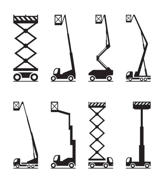 Industrial lifting equipment Industrial lifting equipment - vector illustration mobile crane stock illustrations