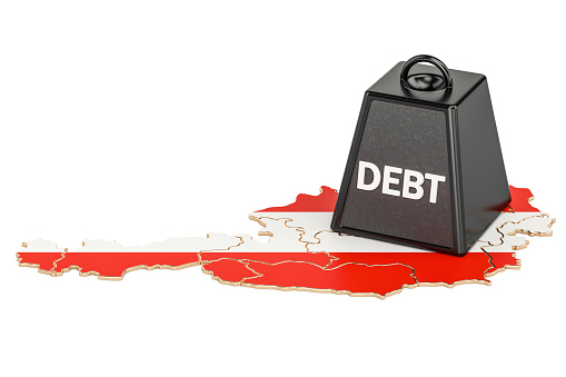 Austrian national debt or budget deficit, financial crisis concept, 3D rendering