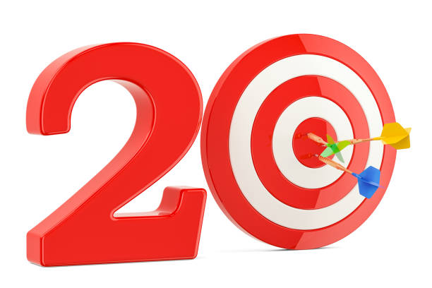 istock Target 20, success and achievement concept. 3D rendering isolated on white background 858354862