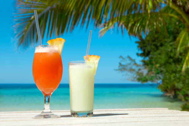 istock Two Exotic Cocktails At The Beach 858361248