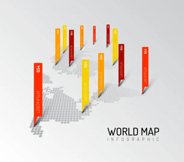Vector illustration of Light World map infographic template