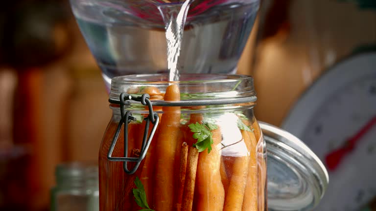 Preserving Organic Carrots in Jars