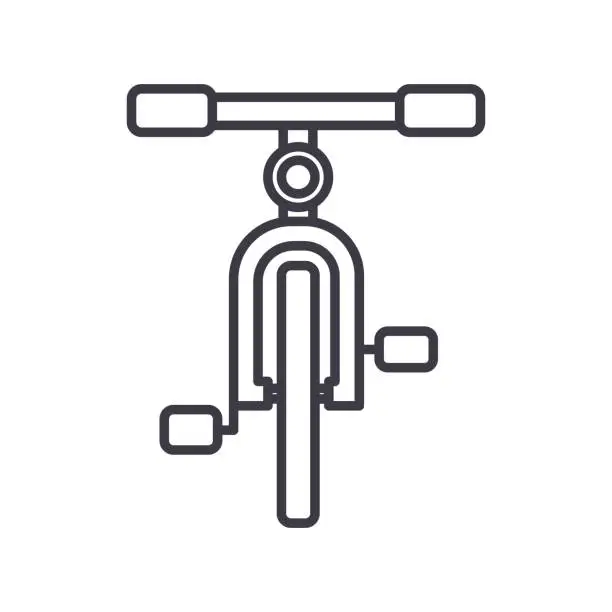 Vector illustration of bike, front view vector line icon, sign, illustration on background, editable strokes