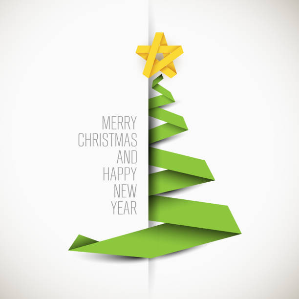 prosta karta wektorowa z choinką - christmas christmas tree christmas card christmas ornament stock illustrations