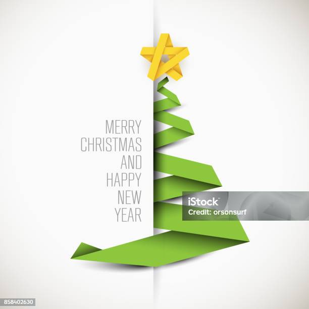 Simple Vector Card With Christmas Tree Stock Illustration - Download Image Now - Christmas, Christmas Tree, Christmas Card