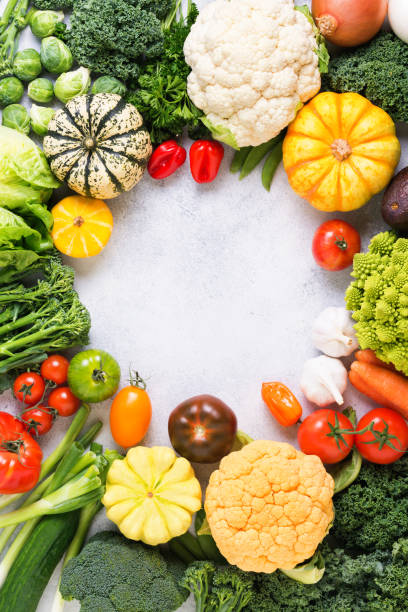 istock Top view of rainbow vegetables, autumn harvest 858409164
