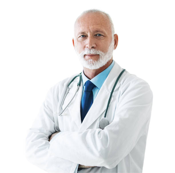старший врач-мужчина. - scientist lab coat doctor male стоковые фото и изображения