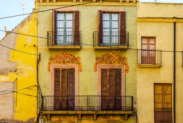 istock Stylish balcony with a metal railing, solid architectural element, a place of rest and relaxation, vintage decor 858429738