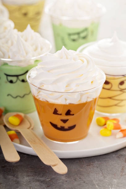 istock Funny Halloween themed puddings in cups 858434096