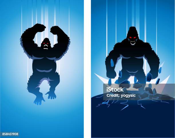 Vector Mad Gorilla Super Villain Silhouette Stock Illustration - Download Image Now - Gorilla, Monster - Fictional Character, Villain