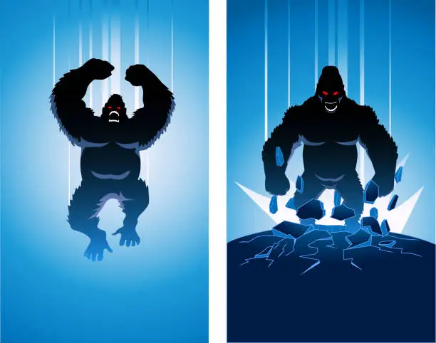 Vector illustration of Vector Mad Gorilla Super Villain Silhouette