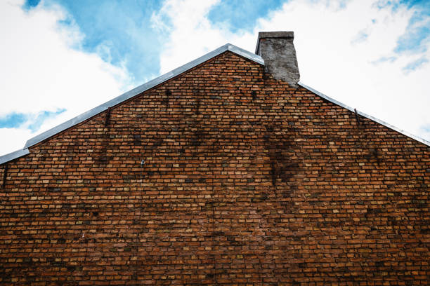 brick wall house silhouette facade triangle roof