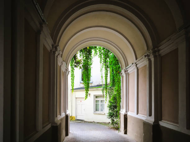 istock Archway walkway entrance in the yard building 858455430