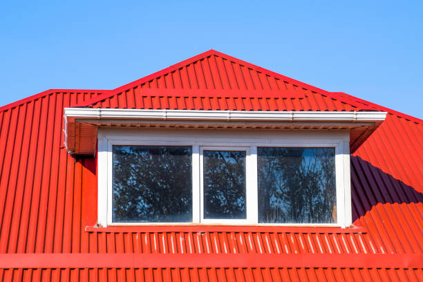 House With Plastic Windows And A Red Roof Of Corrugated Sheet