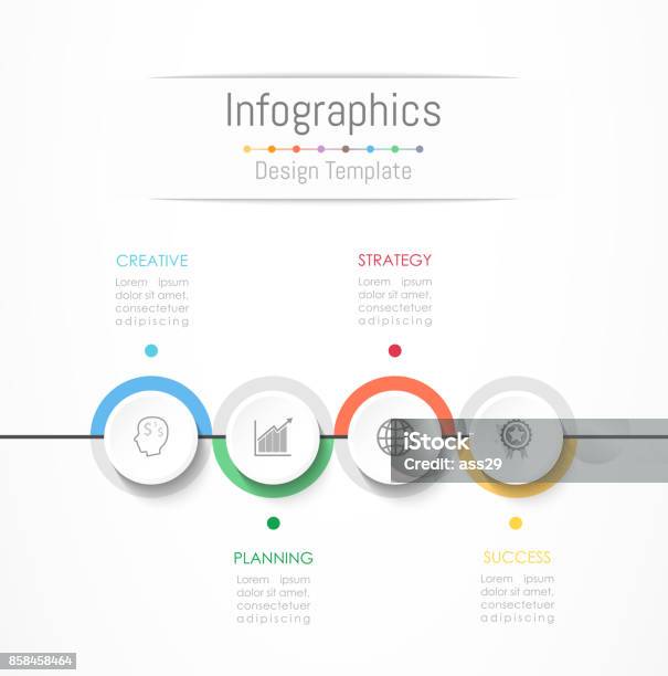 Infographic Design Elements For Your Business Data With 4 Options Parts Steps Timelines Or Processes Vector Illustration Stock Illustration - Download Image Now