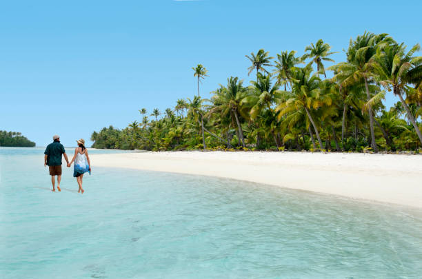 istock Couple Walk on Aitutaki Lagoon Cook Islands 858464892