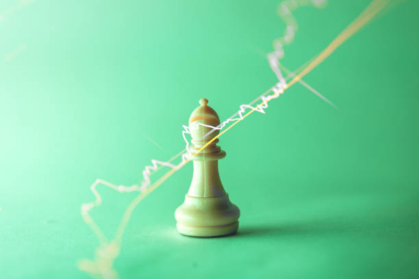 chess pieces with stock market data
