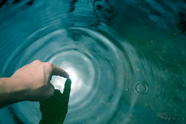 istock The hands dipped in blue water until the waves. 858472702