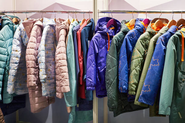 istock Winter jackets on hanger in store 858476016