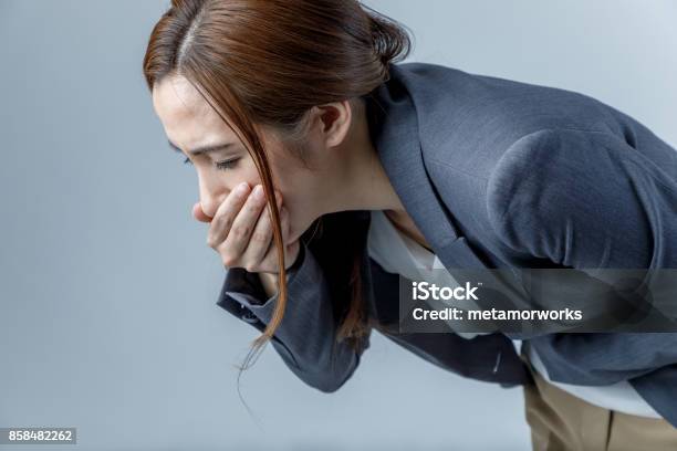 Young Woman Feeling Nauseated Stock Photo - Download Image Now - Anisakis, Vomit, Women