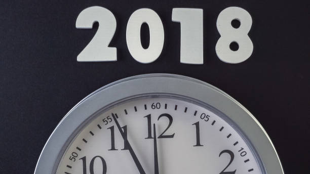 istock Silver numbers of 2018 Year on a black background. 858482572