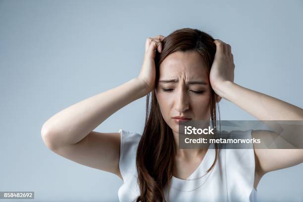 Young Woman Have A Headache Stock Photo - Download Image Now - Women, Anemia, Head
