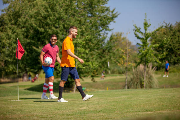istock Two Male FootGolf Players on Golf Green 858486474