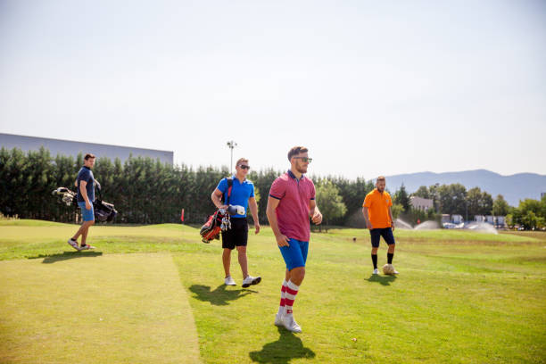 istock Group of Golf and FootGolf Players on Golf Course 858486528
