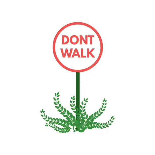 Vector illustration of Dont walk on the gass. Vector template illustration