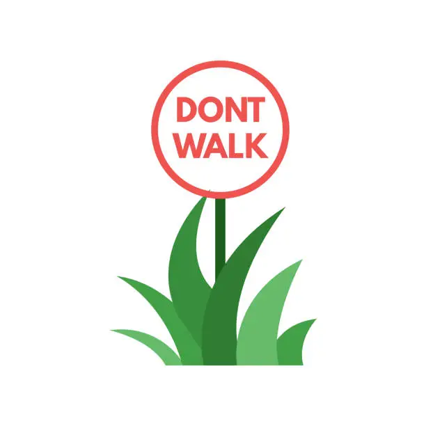 Vector illustration of Dont walk on the gass. Vector template illustration