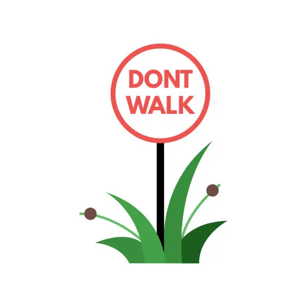 Vector illustration of Dont walk on the gass. Vector template illustration