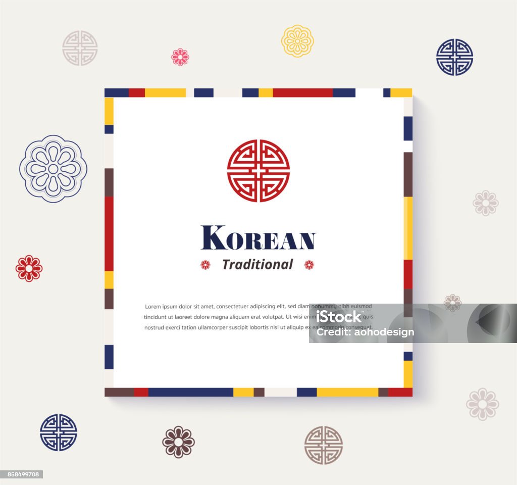 Korean traditional frame design. strip color design frame. vector illustration. Pattern stock vector